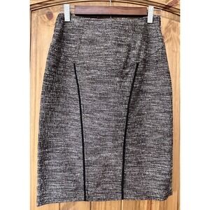 Cynthia Steffe Lace Up Tweed Pencil Skirt Size 4 Grey Brown Goth Academia Mod